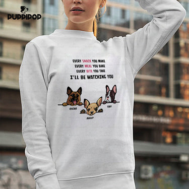 Personalized Dog Gift Idea - 3 Dog Every Snack You Make 1 For Dog Lovers - Standard Crew Neck Sweatshirt